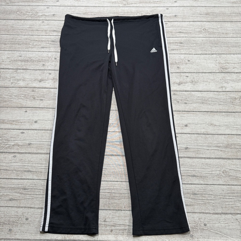 Y2K Adidas Track Pants Men's Medium Black 3-Stripe Mesh Training Athletic Canada